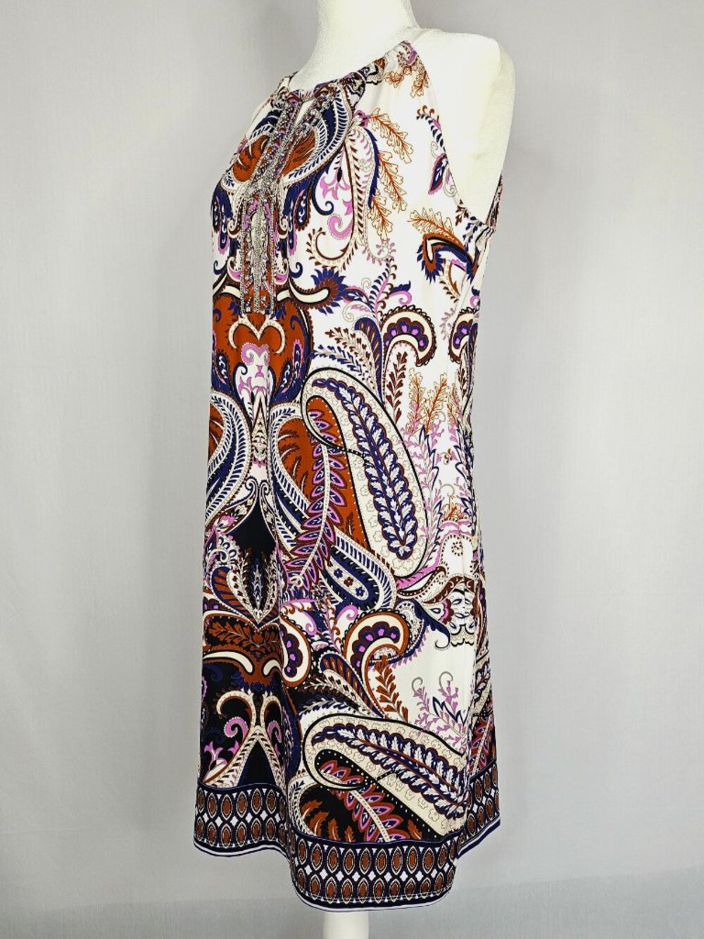 INC International Concepts | Paisley Beaded Shift Dress | Petite M